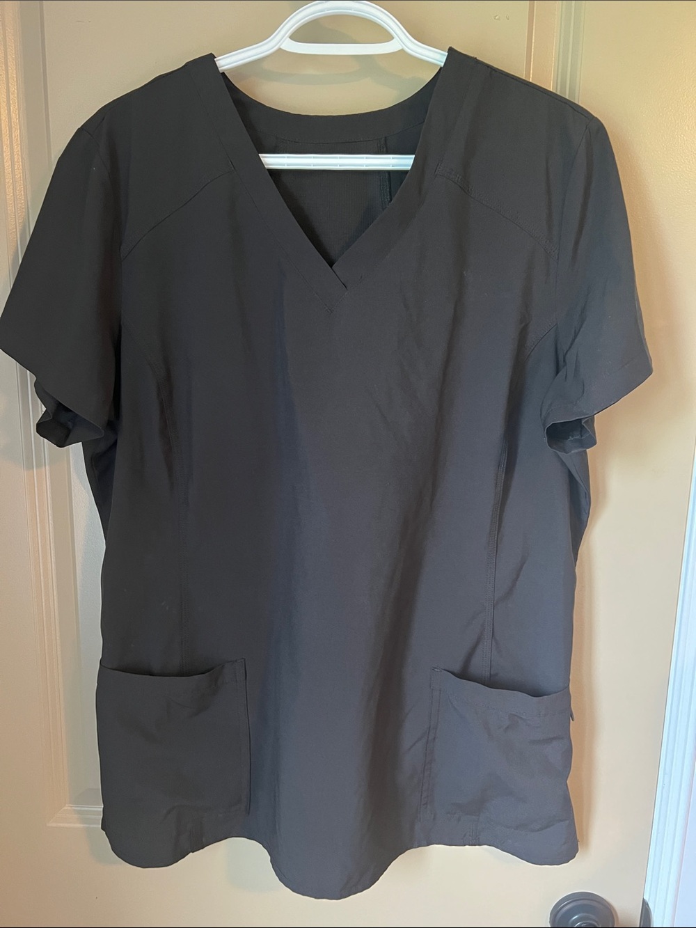 Classic V-Neck Medical Scrub Top in Dark Charcoal Size Large